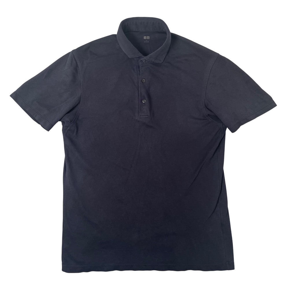 Uniqlo Airism Mens Navy Blue Short Sleeve Polo Shirt Size L